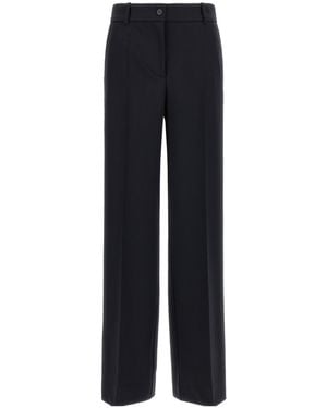 P.A.R.O.S.H. High-Waisted Straight-Leg Casual Pants - Blue