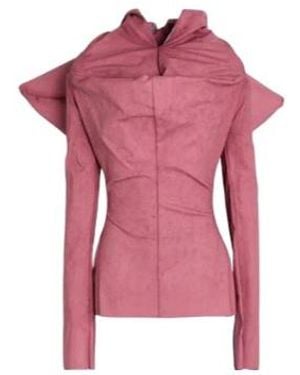 Rick Owens Solid-Color Denim High-Neck Top - Pink