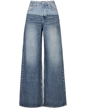 Rag & Bone High-Waisted Two-Tone Wide-Leg Jeans - Blue