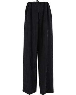 Balenciaga Drawstring Wide-Leg Trousers - Black