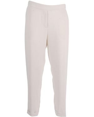 P.A.R.O.S.H. Panty Elasticated-Waistband Turn-Up Pants - Gray