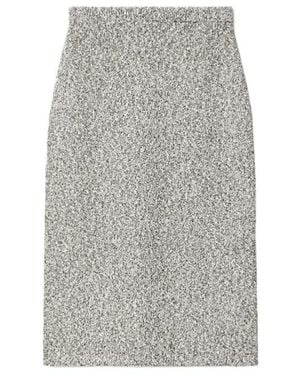 Tory Burch Elastic Waistband Tweed Midi Skirt - Gray