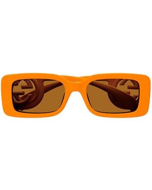 Gucci Eyewear Rectangle Frame Sunglasses - Orange