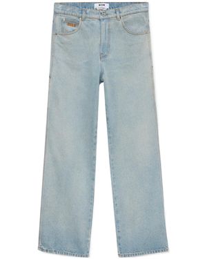MSGM Logo-Embroidered Pocket Jeans - Blue