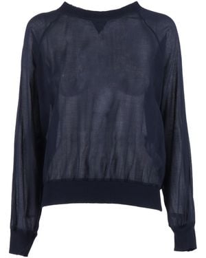 Aspesi Long-Sleeved Crewneck T-Shirt - Blue