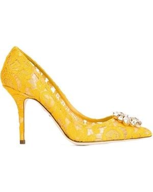 Dolce & Gabbana Taormina Lace Embellished Court Shoes - Yellow