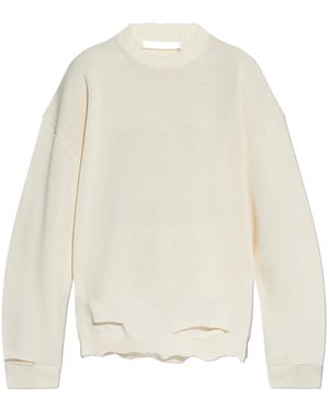 Helmut Lang Distressed Crewneck Jumper - White
