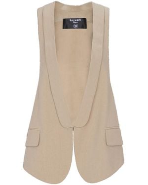 Balmain Gabardine Vest - Natural
