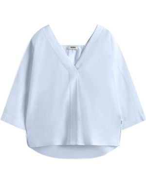 Ecoalf V-Neck Gathered-Back Shirt - Blue