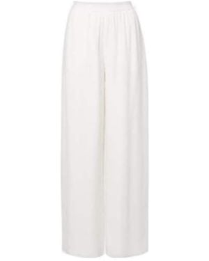Oscar de la Renta Mid-Rise Silk Straight Trousers - White