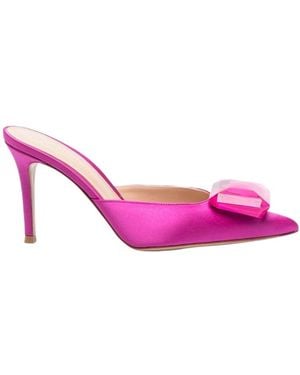 Gianvito Rossi 90Mm Crystal-Detail Satin Court Shoes - Pink