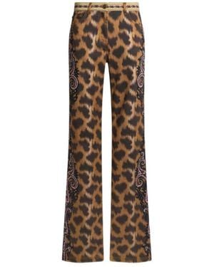 Etro Animalier Embroidered Flared Jeans - Brown