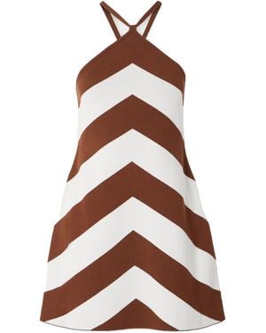 Cult Gaia Nelson Striped Jacquard-Knit Halterneck Mini Dress - Brown