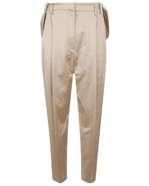 Brunello Cucinelli Wide-Leg Plain Trousers - Natural