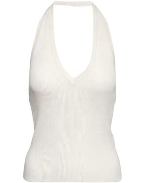 Nili Lotan Ivey Ribbed Knit Backless Silk Top - White
