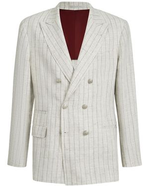 Brunello Cucinelli Double Breasted Striped Jacket - White