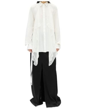 Ann Demeulemeester Sini Shirt With Silk Crepon Drap - White