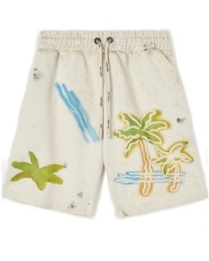 Palm Angels Palm Neon Drawstring Sweatshorts - White