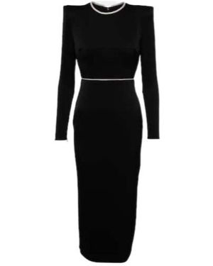 Alex Perry Crystal-Embellished Satin Midi Dress - Black