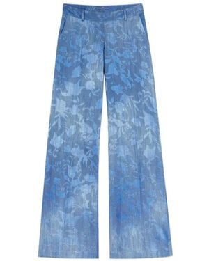 Ermanno Scervino Floral Motif Palazzo Trousers - Blue