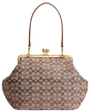 COACH Large Kisslock Frame Bag - Brown