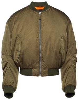 Prada Zip-Up Down Bomber Jacket - Green