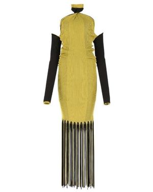 Bottega Veneta Halterneck Ribbed Fringed Dress - Yellow