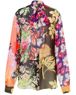 Moschino Floral-Print Silk Blouse - Red