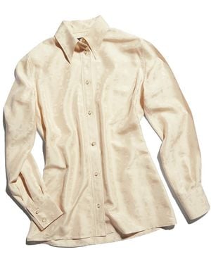 Gucci Crest Silk Habotai Jacquard Shirt - Natural