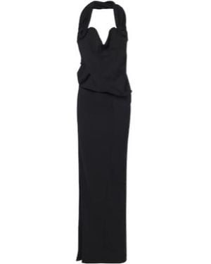 Magda Butrym Floral-Appliqué Wool-Blend Gown - Black