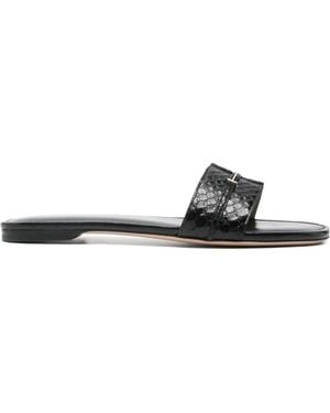 Tom Ford Embossed Open Toe Sandals - White