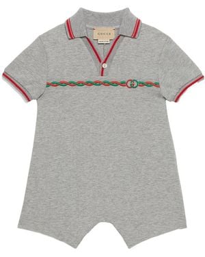 Gucci Jersey-Knit Cotton Romper - Gray