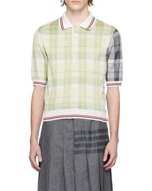 Thom Browne Mixed-Checked Knitted Polo Shirt - Multicolour