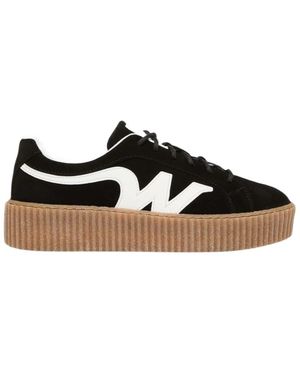 Weekend by Maxmara Split Leather Logo Trainer - Black