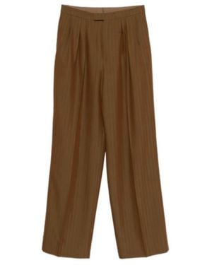 Dries Van Noten Striped Casual Trousers - Brown