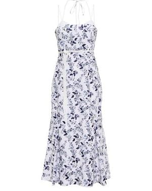 Erdem Otto Embroidered Linen Midi Dress - White