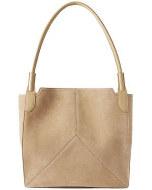 Victoria Beckham Leather-Trimmed Velvet Clutch - Natural