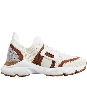 Tod's Logo Patch Knit Slip-On Trainers - White