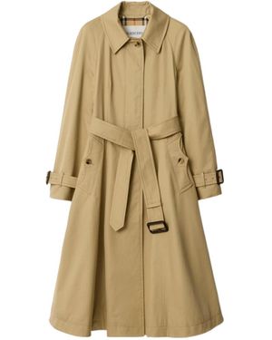 Burberry Long Gabardine Ellingham Fit-And-Flare Car Coat - Natural