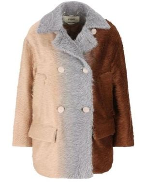 Fendi Double-Breasted Colour-Block Coat - Brown