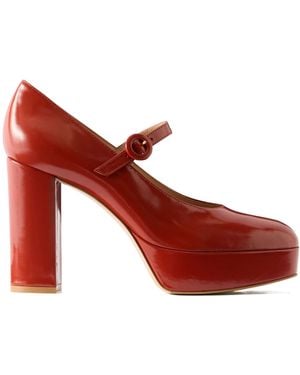 Gianvito Rossi Leather Mary Jane Pumps - Red