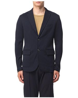 Emporio Armani Stripe Patterned Single Breasted Jacket - Blue