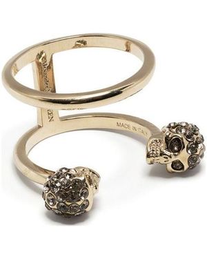 McQueen Double Skull Ring - Metallic