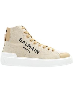Balmain B-Court Logo Printed Sneakers - Natural