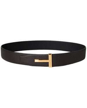 Tom Ford Grained Cowhide Belt - White