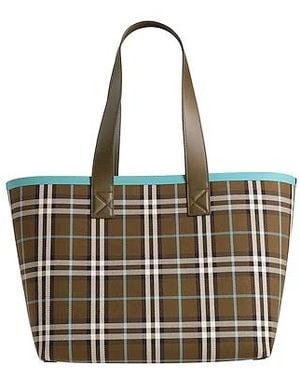 Burberry Large Printed Canvas And Leather Tote Bag - White