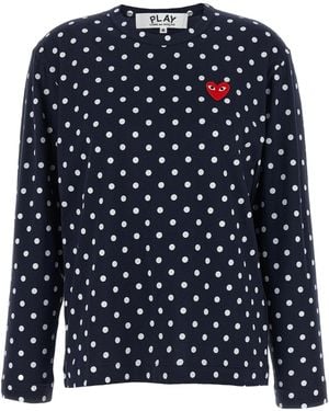 COMME DES GARÇONS PLAY Polka Dot Print Heart Patch T-Shirt - Blue