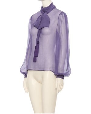 Valentino Long-Sleeved Crepe Top - Purple