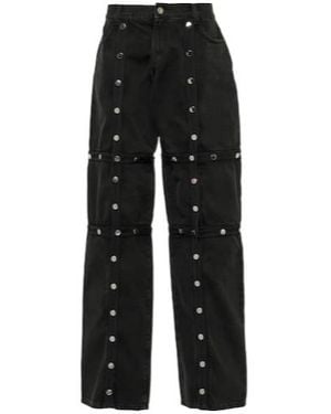 The Attico Studded Low-Rise Straight Leg Jeans - Black