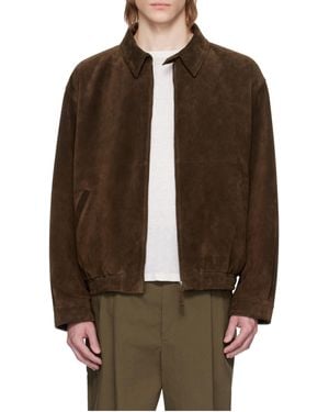 The Row Lapel Long Sleeve Leather Jacket - Brown